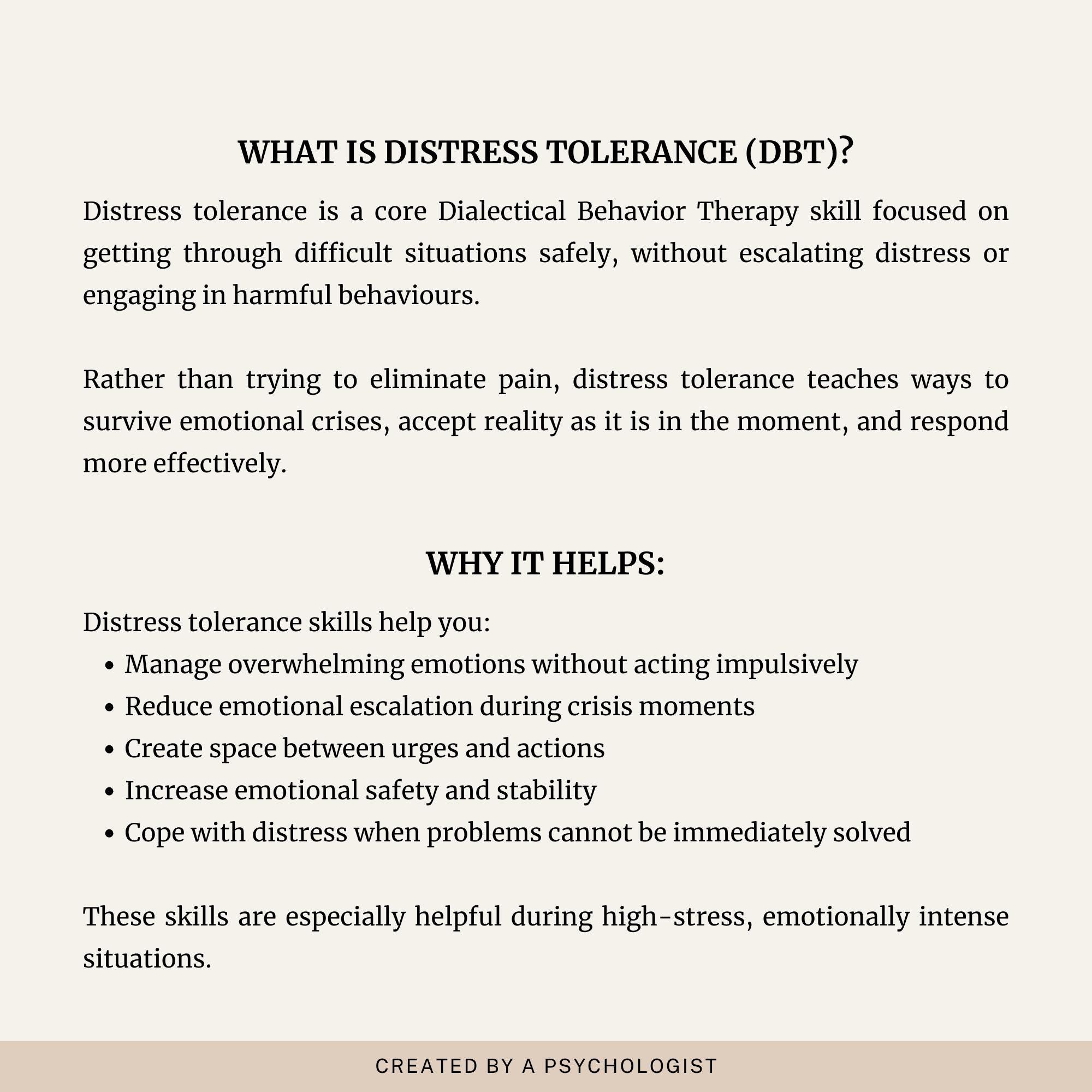 DBT Distress Tolerance Skills Worksheets | Coping Tools (printable PDF ...