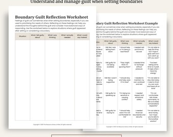 Boundary Guilt Reflection Worksheet | Assertiveness Skills PDF (Digital Download)