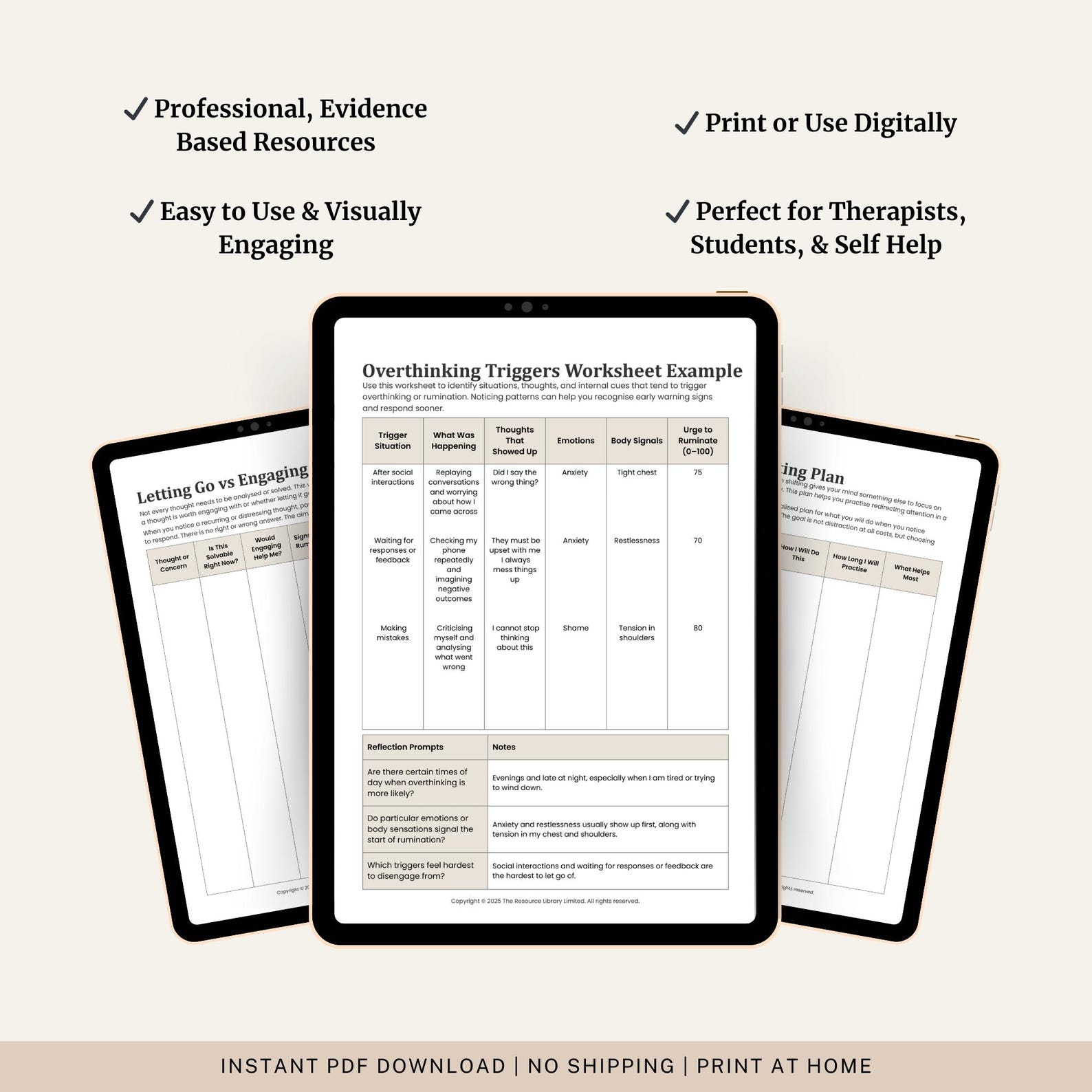 Overthinking Skill Sheet.pdf Overthinking & Rumination Toolkit | CBT Workbook | Anxiety Worksheets ...
