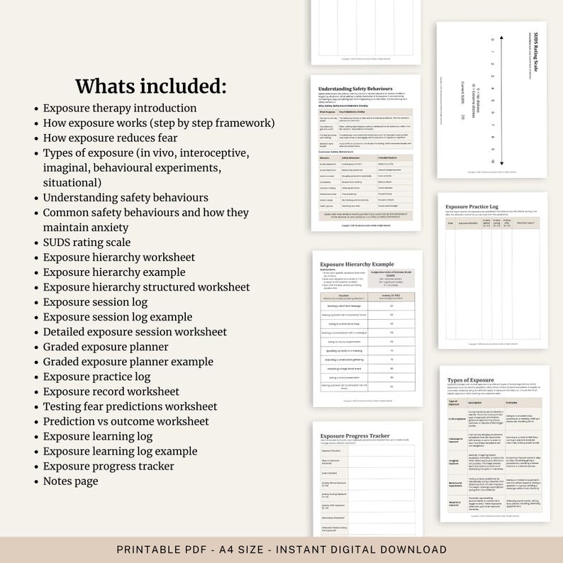 Exposure Ladder Worksheet.pdf Exposure Therapy Toolkit for Anxiety| CBT Fear Hierarchy Worksheet Pack ...