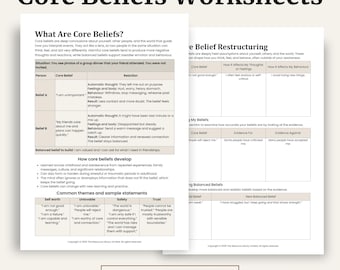 Werkbladen kernovertuigingen | CBT-therapie pdf (digitale download)