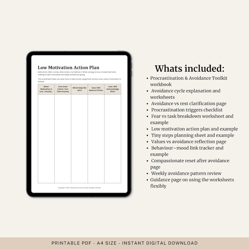Procrastination and Avoidance Toolkit | Worksheets for Motivation and ...