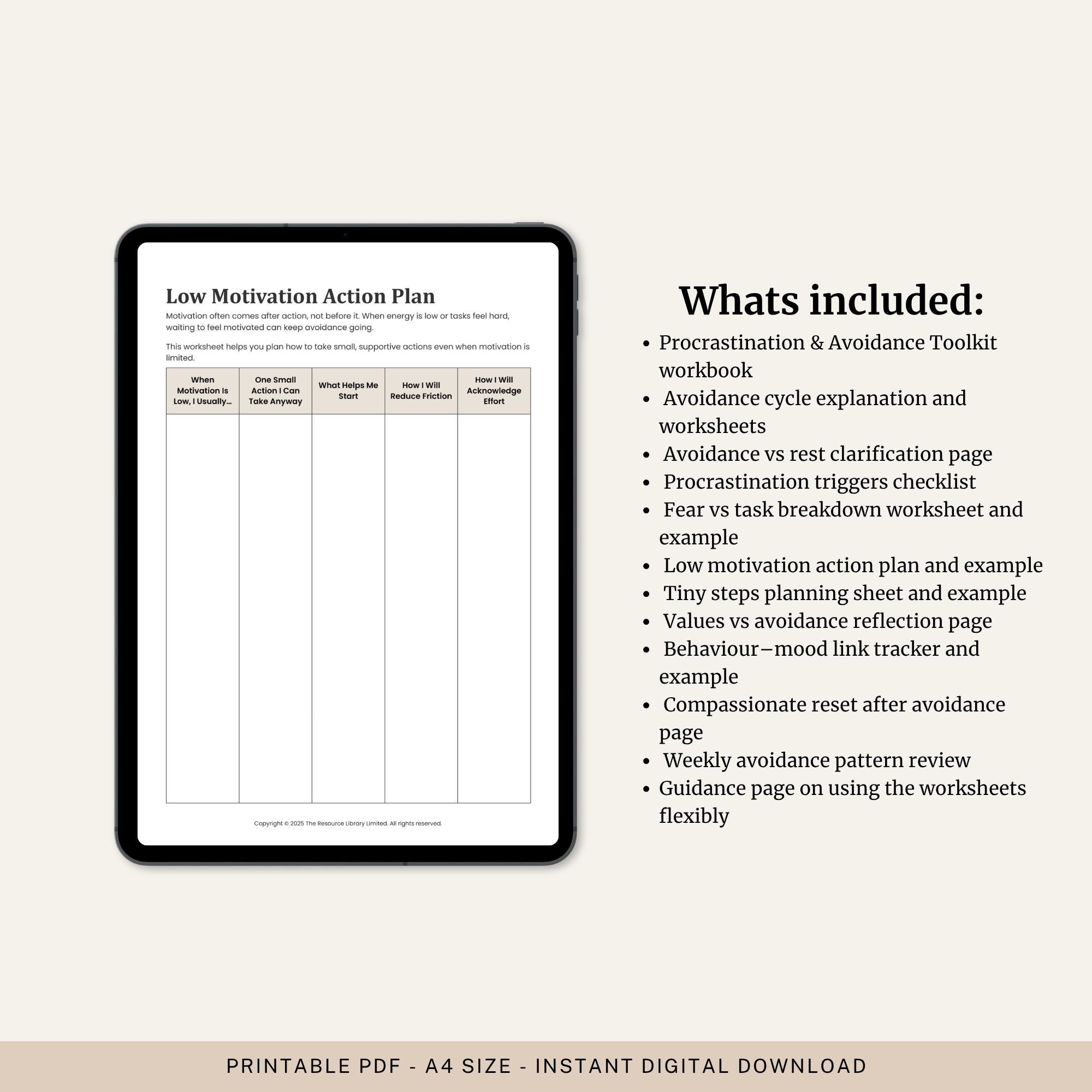 Procrastination and Avoidance Toolkit | Worksheets for Motivation and ...