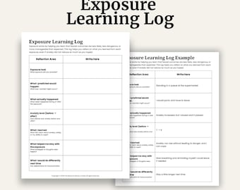 Exposure Learning Log | CBT Graded Exposure Worksheet | Anxiety and Avoidance Support | Printable Therapy Resource