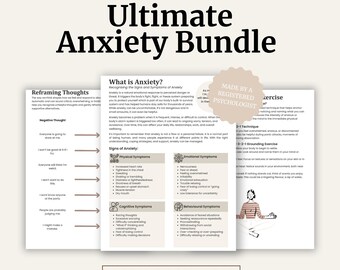 Anxiety Workbook Bundle | Coping Skills, CBT Tools, Grounding & Support Worksheets (Printable PDF)