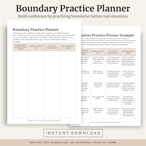 Boundary Practice Planner | Assertiveness Communication Skills (PDF Download)