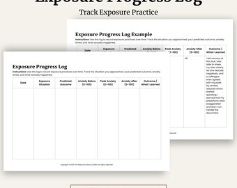 CBT Exposure Therapy Log | Behavioural Activation (PDF Download)