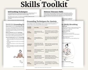 Anxiety Coping Skills Toolkit | Grounding & Breathing Exercises | Printable Worksheets