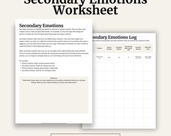 Secondary Emotions Worksheet | Therapy, CBT & DBT Tool PDF (Instant Download)