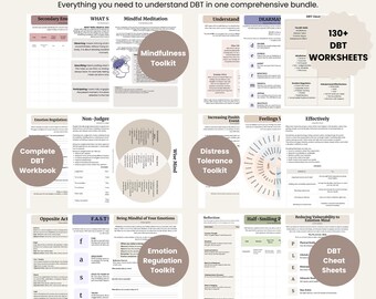 DBT Workbook Bundle | Mindfulness, Distress Tolerance, Emotion Regulation (Printable PDF)