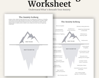 The Anxiety Iceberg | CBT Worksheet for Understanding What Lies Beneath Anxiety | Printable PDF