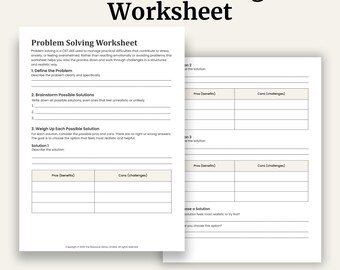 CBT Problem Solving Worksheet | Decision Making, Anxiety Coping Tool (Digital Download)