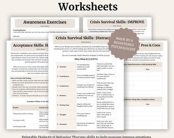 DBT Distress Tolerance Skills Worksheets | Coping Tools (Printable PDF A4)