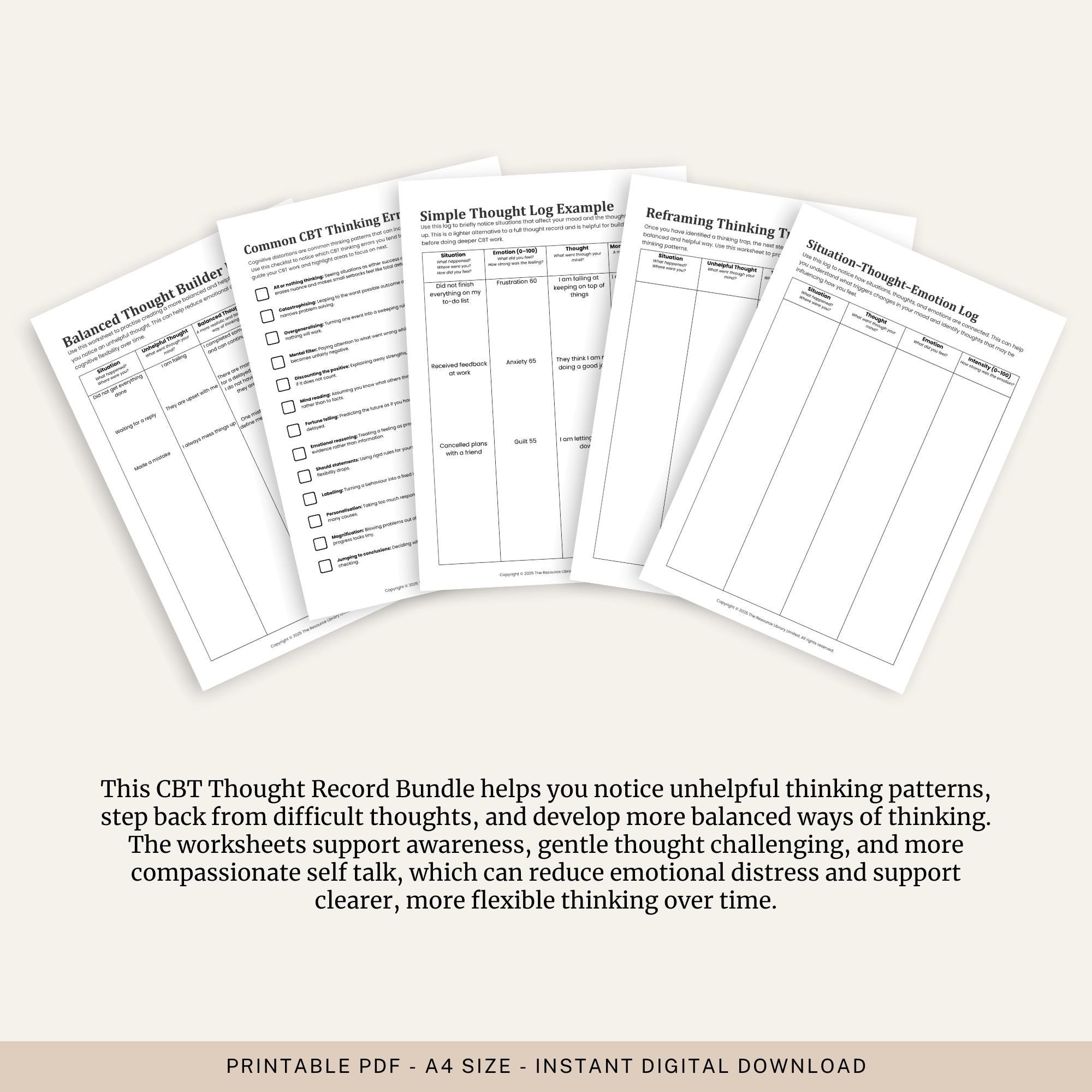 Self Doubt Worksheet.pdf CBT Thought Record Bundle | Anxiety, Overthinking, Self Doubt ...