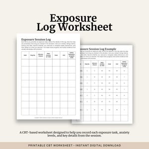 Exposure Session Log | CBT Graded Exposure Worksheet | Anxiety and Avoidance Tracking Tool | Printable Therapy Resource