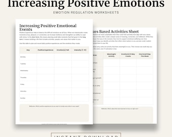 Increasing Positive Emotions Worksheet | Emotion Regulation Skills | DBT Inspired | Mental Health Printable | Therapy Resource