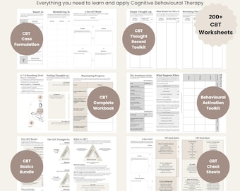 Complete CBT Bundle | 200+ Cognitive Behavioural Therapy Worksheets (Printable PDF)