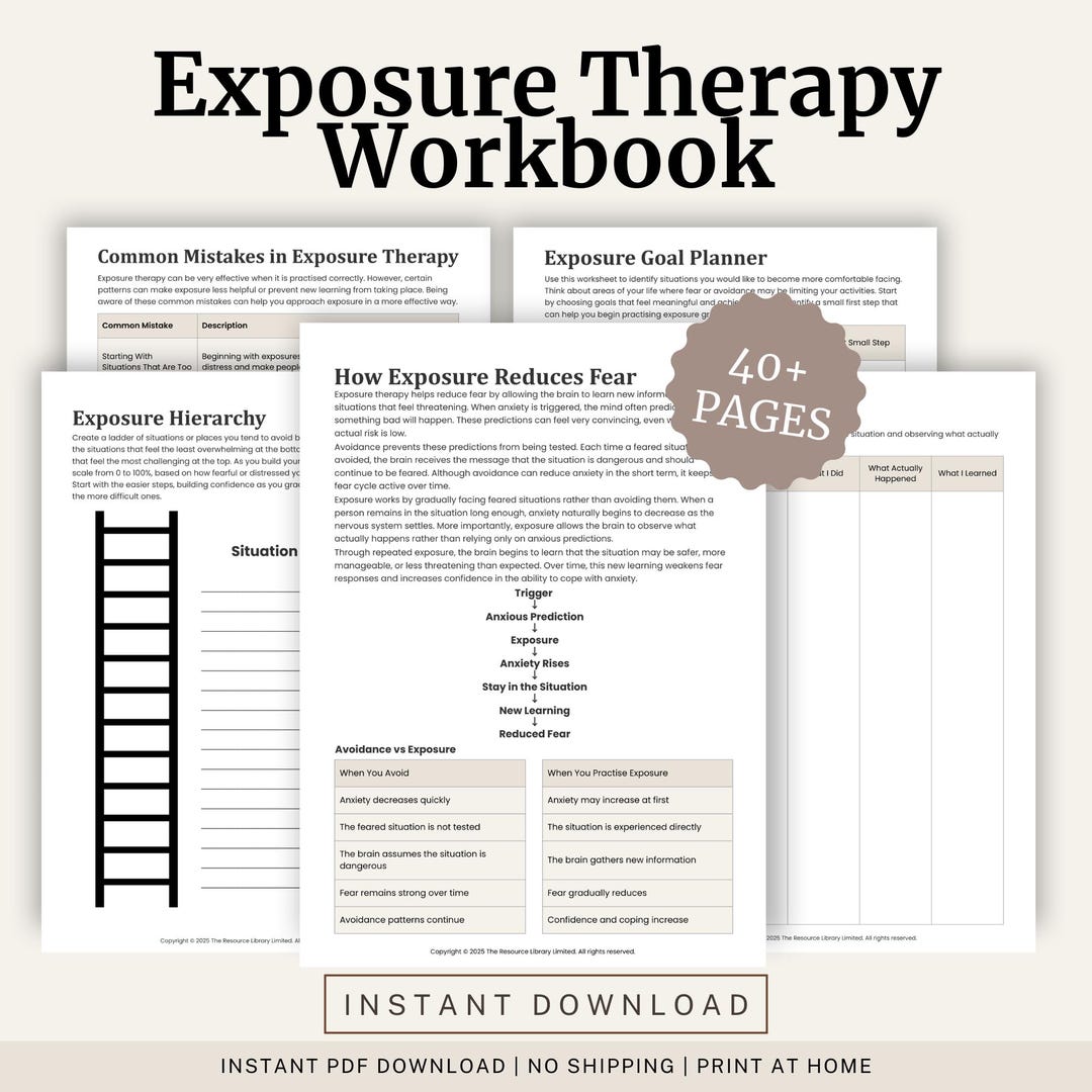 Hierarchy Worksheet.pdf Exposure Therapy Workbook | Fear Ladder & Exposure Hierarchy Worksheets ...