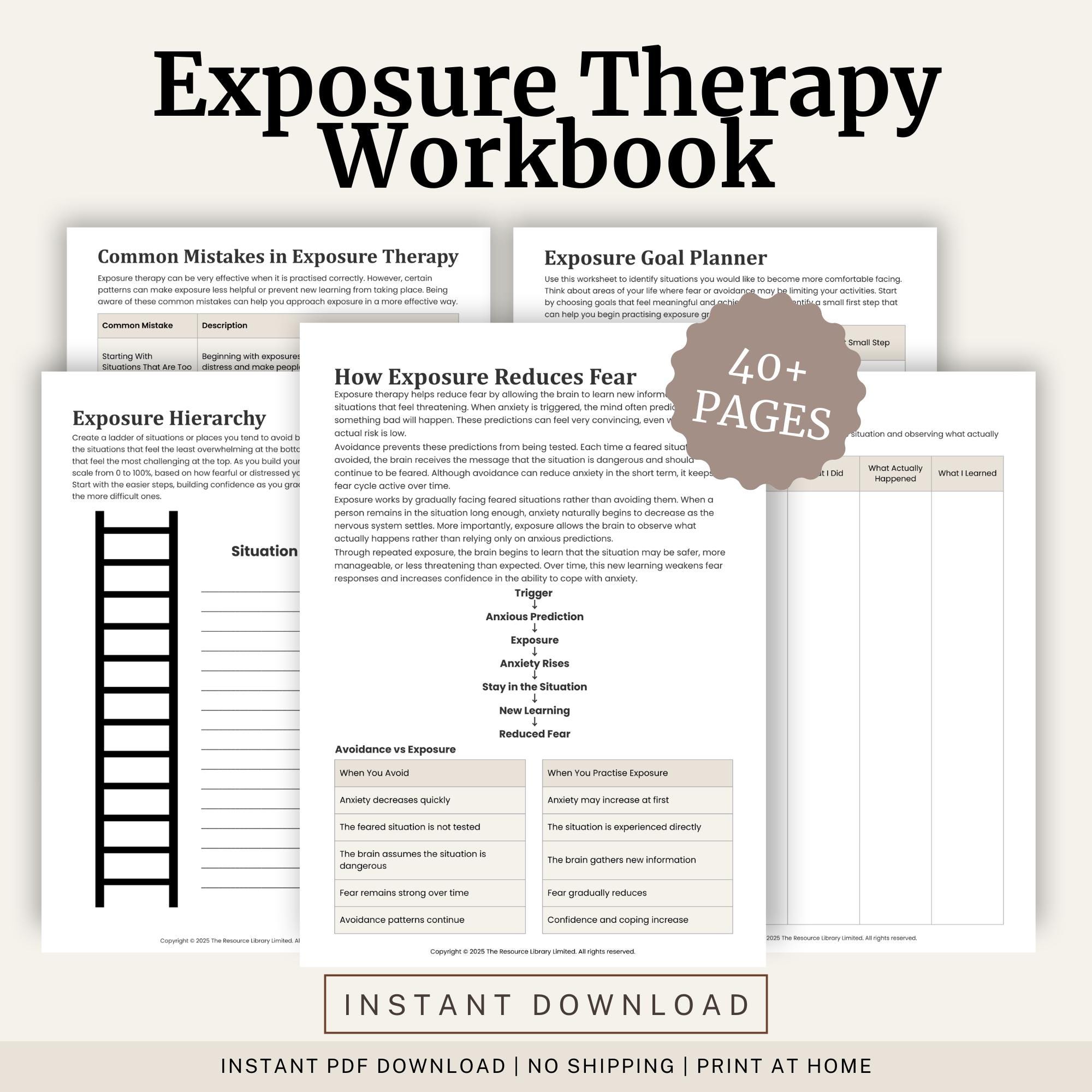 Exposure Therapy Workbook | Fear Ladder & Exposure Hierarchy Worksheets ...