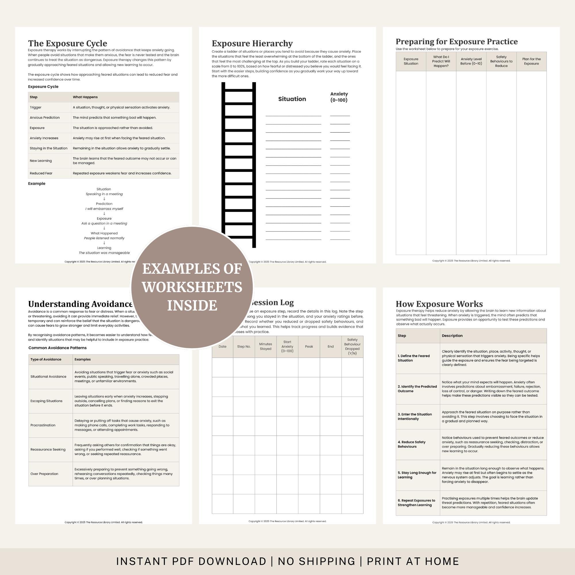 Exposure Ladder Worksheet.pdf Exposure Therapy Workbook | Fear Ladder & Exposure Hierarchy Worksheets ...