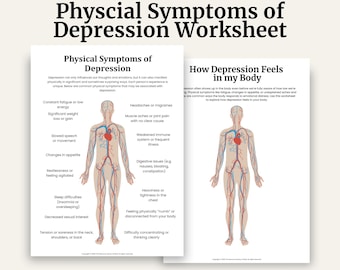 Physical Symptoms of Depression Worksheet | Psychoeducation PDF | Mental Health Printable | Therapy Resource | Depression Awareness Tool