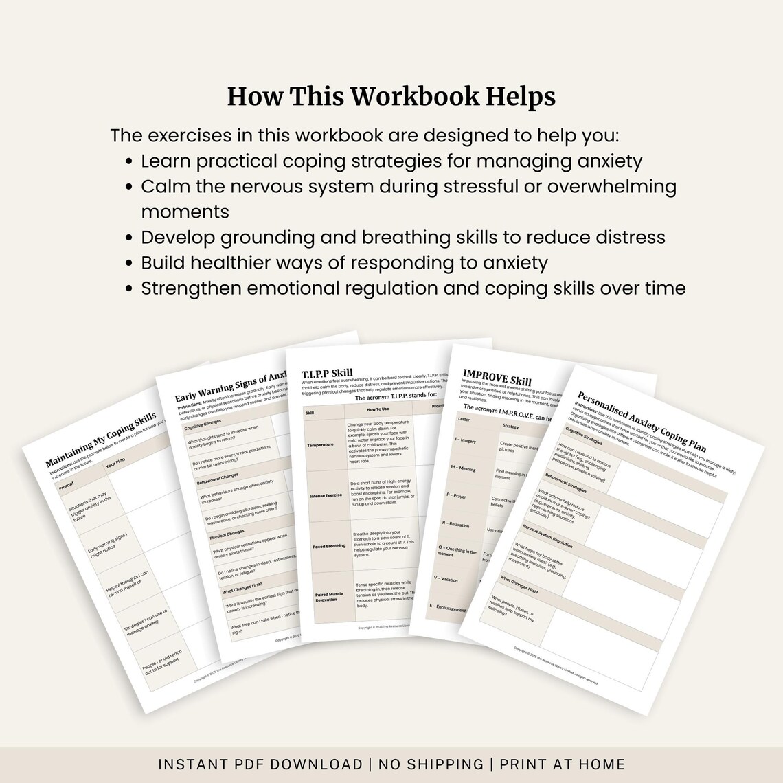Anxiety Coping Skills Workbook | Grounding & Breathing Exercises ...