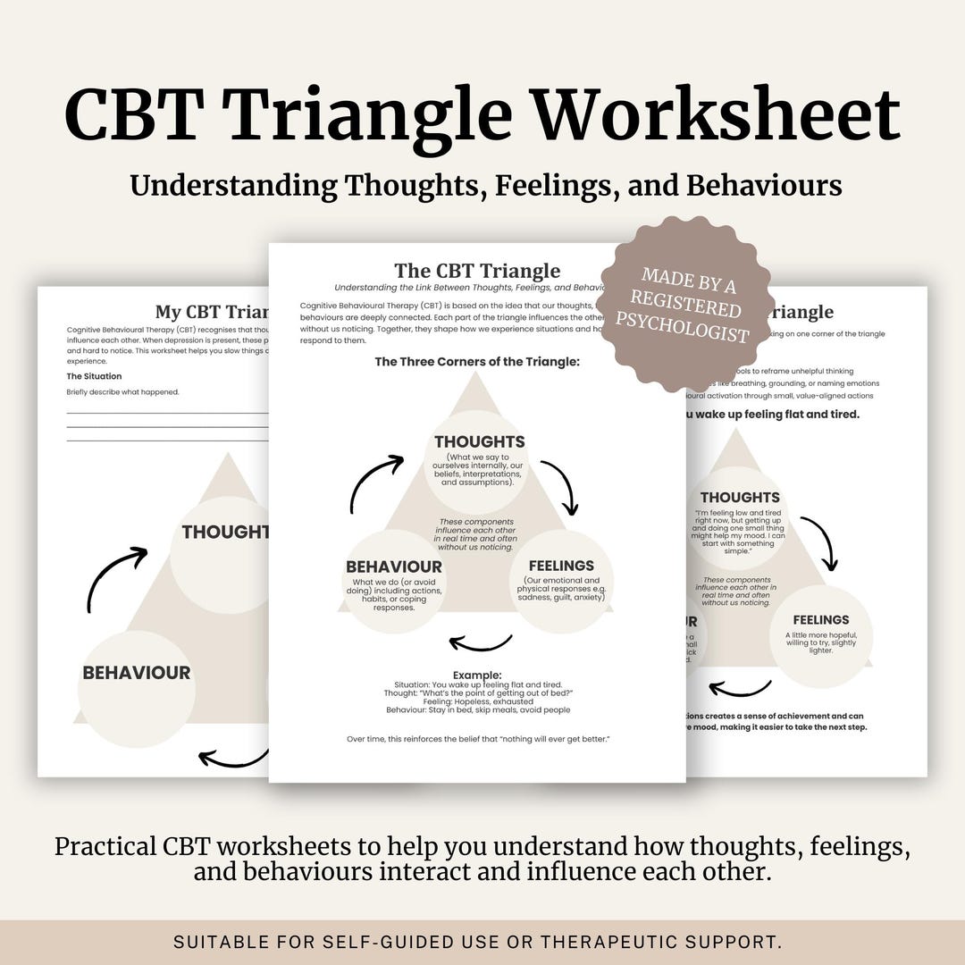 CBT Triangle Worksheet: Understanding Thoughts, Feelings, and ...