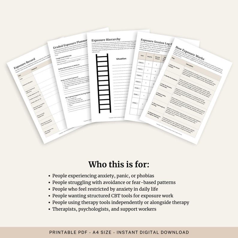 Exposure Ladder Worksheet.pdf Exposure Therapy Toolkit for Anxiety| CBT Fear Hierarchy Worksheet Pack ...