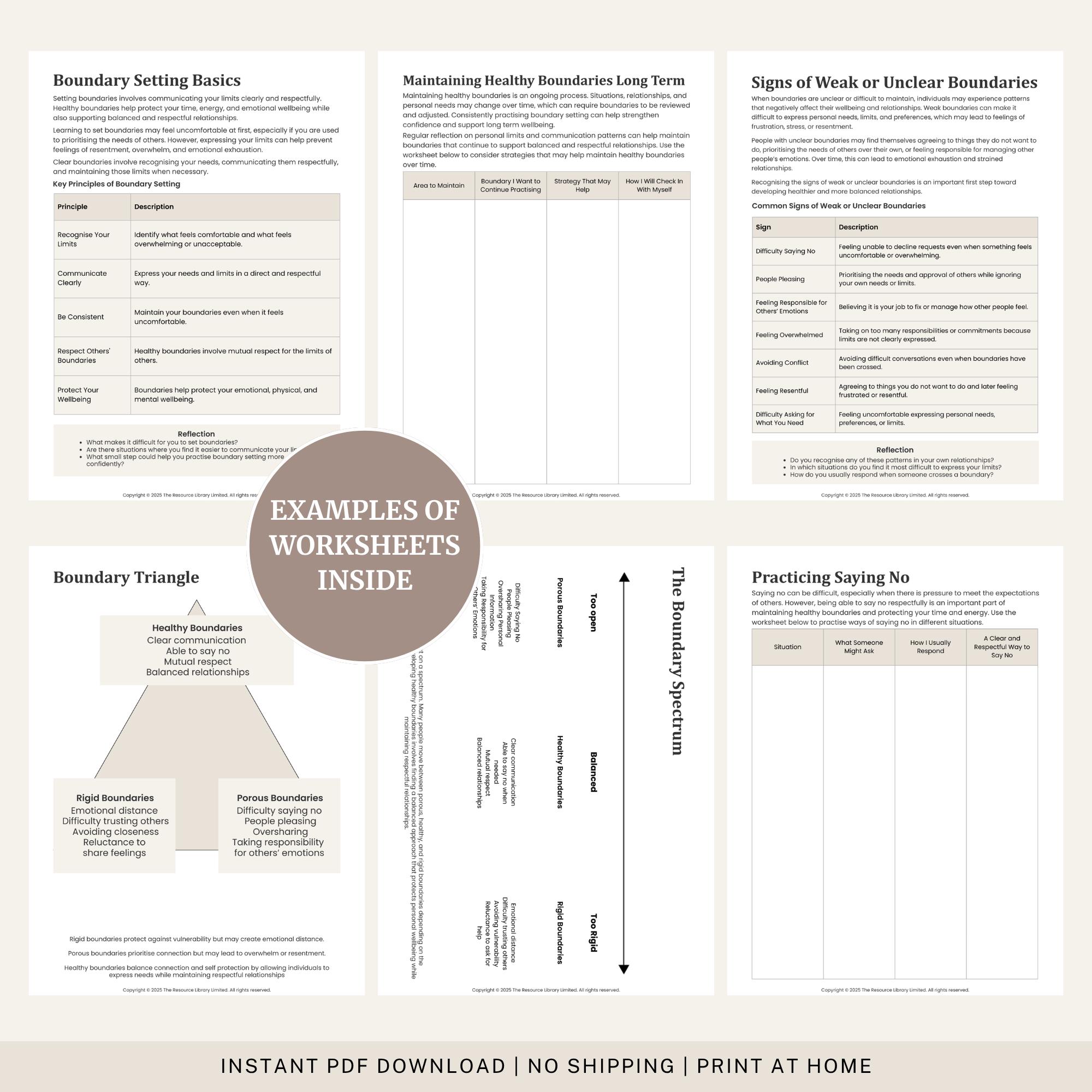 Healthy Boundaries Workbook | Set Limits, Say No | CBT Worksheets (PDF ...