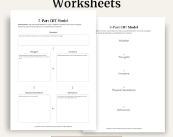 5 Part CBT Model Worksheet | Cognitive Behavioral Therapy Tool (Digital Download)