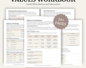 Values Workbook | Find Your Purpose & Build a Meaningful Life | CBT Worksheets for Values Based Action