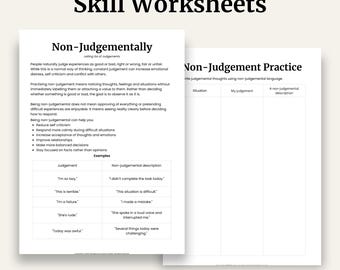 DBT Non Judgementally Worksheet | DBT Mindfulness Skills | Emotional Regulation | Therapy Printable PDF