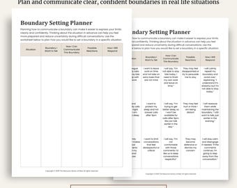 Boundary Setting Worksheet | Assertiveness Skills | Healthy Boundaries Tool | Therapy Worksheet | Mental Health Printable