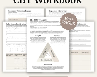 Complete CBT Workbook PDF | Psychoeducation, Thought Records, Logs, Worksheets (Digital Download)