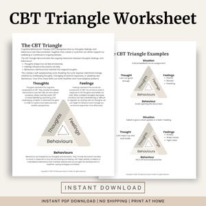CBT Triangle Worksheet | Thoughts, Feelings, Behaviour | CBT Model Therapy PDF