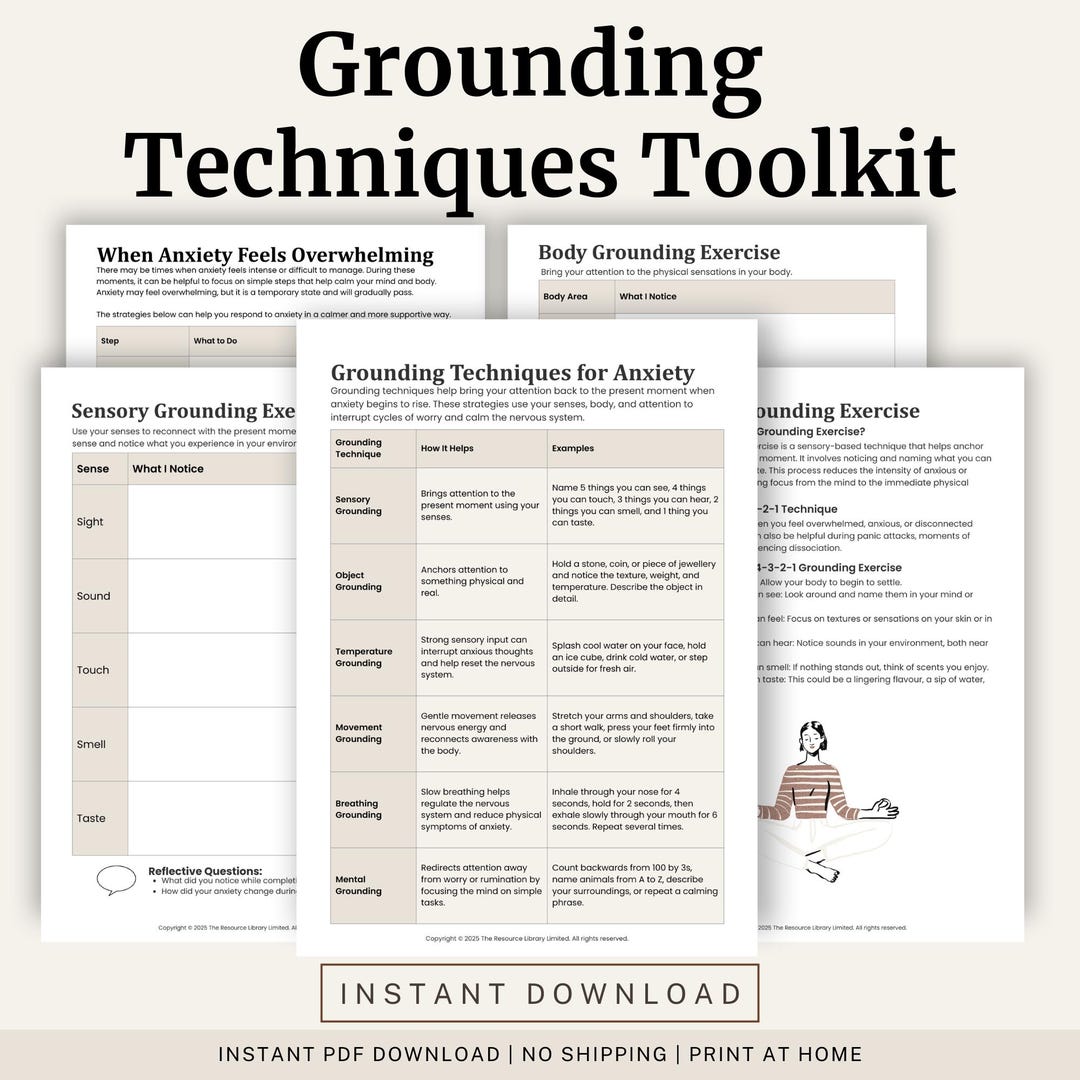 Grounding Worksheet.pdf Grounding Techniques Toolkit | 5-4-3-2-1 Grounding Exercise & Anxiety ...