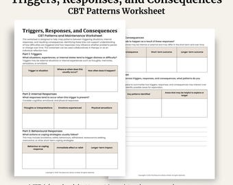 Triggers Responses Consequences Worksheet | CBT Patterns & Maintenance Tool | Therapy Formulation Worksheet | Printable PDF