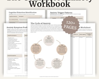 Complete CBT Anxiety Workbook for Overthinking, Worry | Therapy Worksheets (Printable PDF)