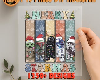 Star Wars Merry Christmas DTF Transfers, Star Wars Characters Disney Christmas Heat Press, Gift for Christmas, Christmas DTF Prints