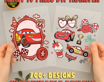 Disney Lightning McQueen Dtf Transfer, Coquette Bow Disney Cars Dtf, Disney Pixar Characters Dtf, Disneyland Trip Dtf, Ready To Press