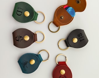 Personalized Leather Guitar Pick Holder Case, Keychain, Guitarist Gift