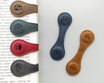 Magnetische bladwijzer van gegraveerd leer: gepersonaliseerde boekclip voor lezers