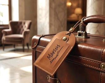 Gepersonaliseerde Crazy Horse lederen bagagelabel, lasergegraveerde reis-ID-houder, aangepast reiscadeau