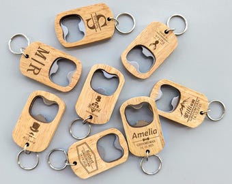 Gepersonaliseerde houten flesopener-sleutelhanger - cadeau voor bruidegom