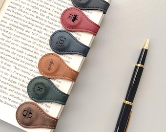 Gegraveerde magnetische leren bladwijzer: gepersonaliseerde boekclip