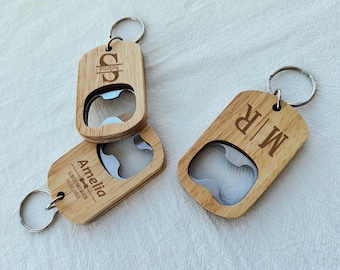 Gepersonaliseerde houten flesopener-sleutelhanger - cadeau voor bruidegom