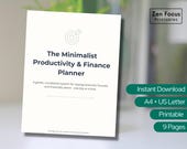 Minimalist Finance Planner | Daily Productivity, Goal Tracker (PDF Download A4/US Letter)