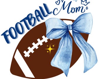 Football Mom PNG: Blue Bow Clipart Design (Digital Download)