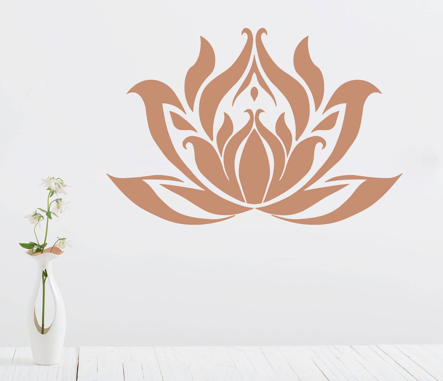 02-00009 Flourished Lotus Border Stencil - iStencils