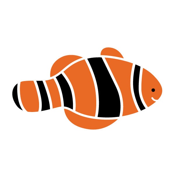 Clown Fish Wall Stencil for Painting Kids or Baby Room Mural (SKU252-istencil)